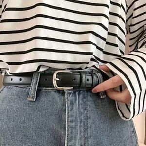 Classic Basic Black Faux Leather Belt